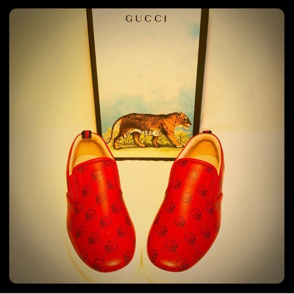 Gucci Other - Gucci Ghost Red Leather Slip-On Sneaker